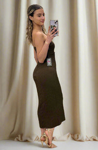 Front Cut Out Dress Brown