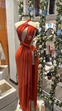 Orange Rope High Slit  Maxi Dress