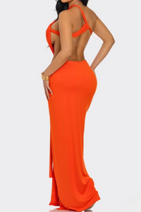 Orange Rope High Slit  Maxi Dress