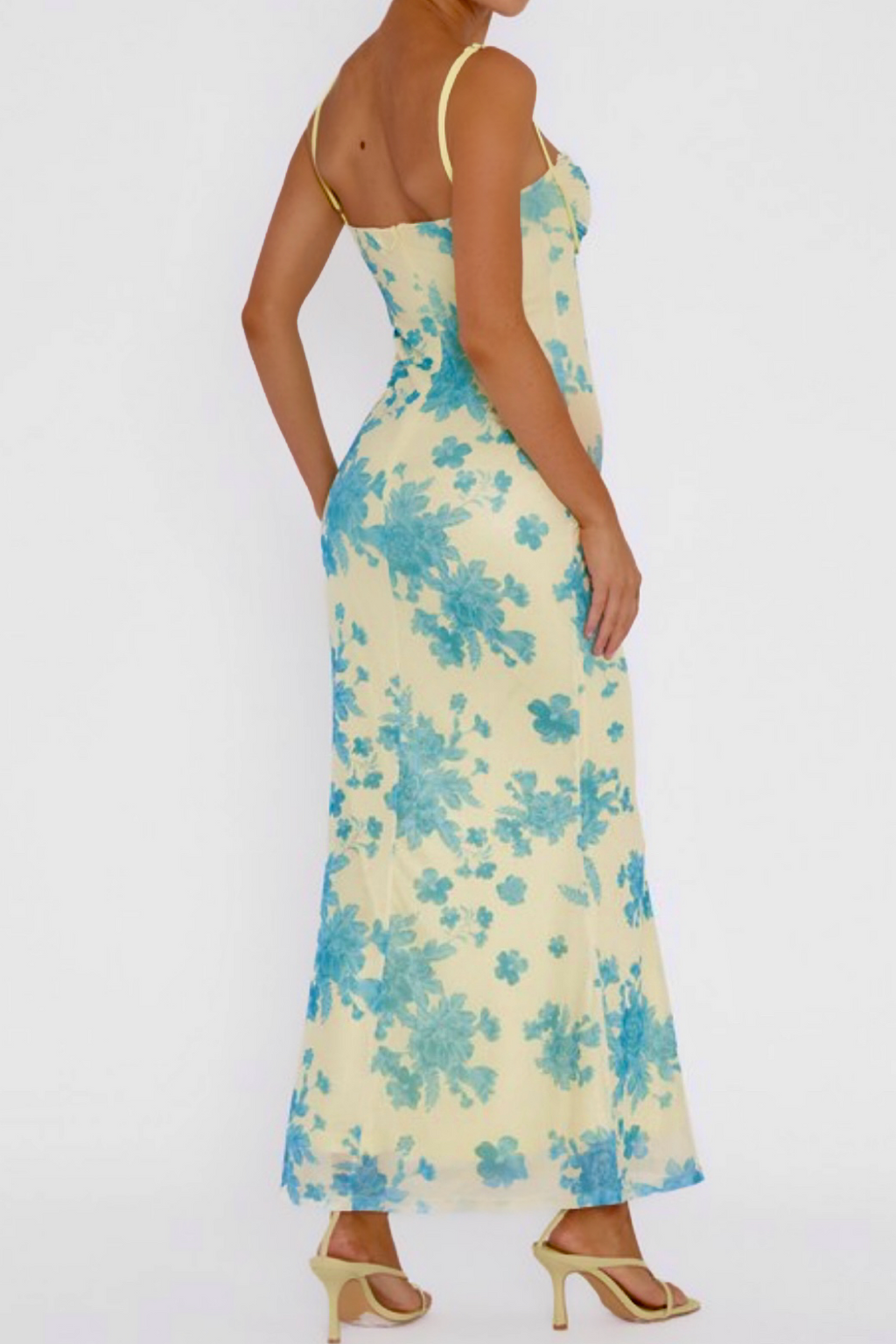 Yellow Mesh Midi Dress Extra small / Yellow