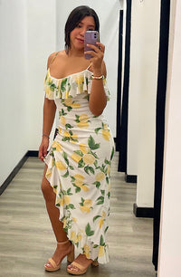 Lemon Print Maxi Dress
