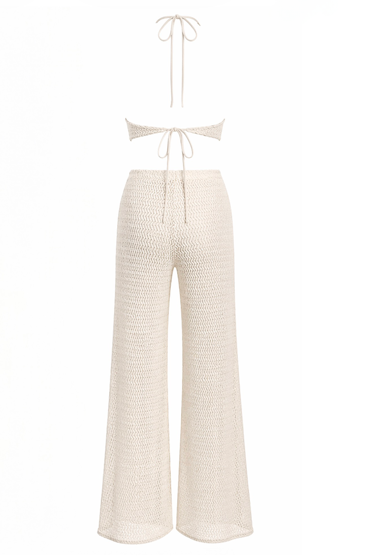 Textured Halter Wide-Leg Jumpsuit
