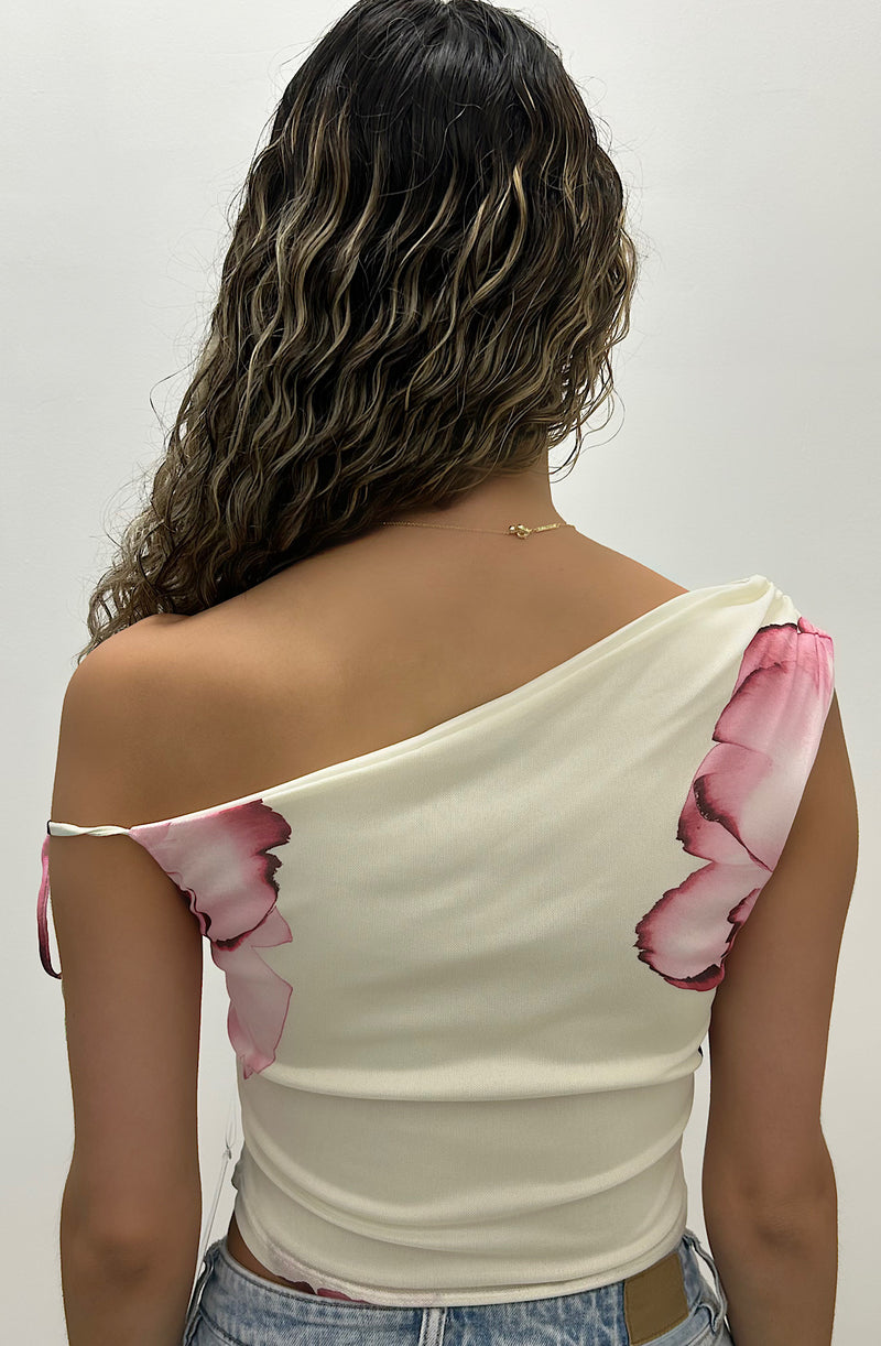 Asymmetric One-Shoulder Draped Top