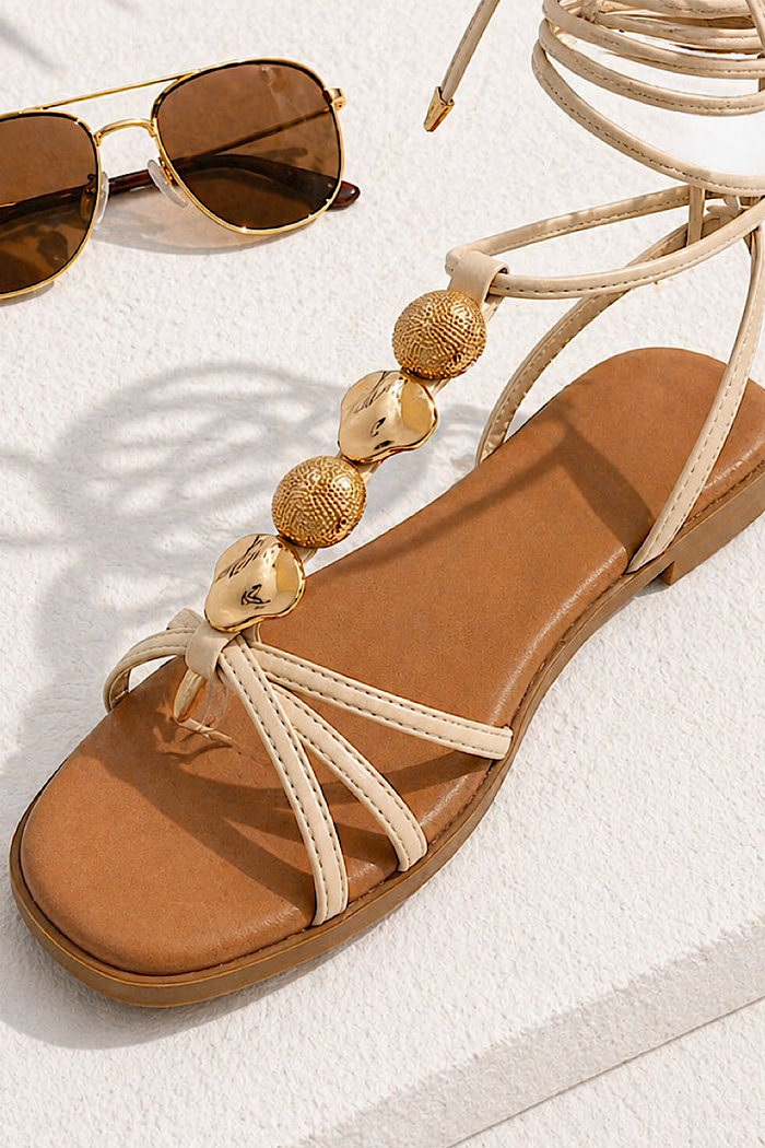 Oasis Embellished Lace Up Sandals