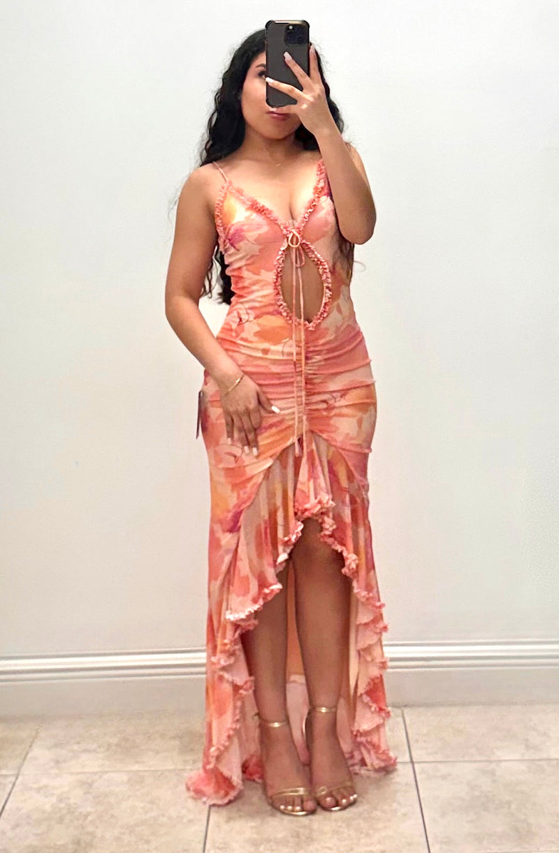 Sunset Swirl Cutout Maxi Dress