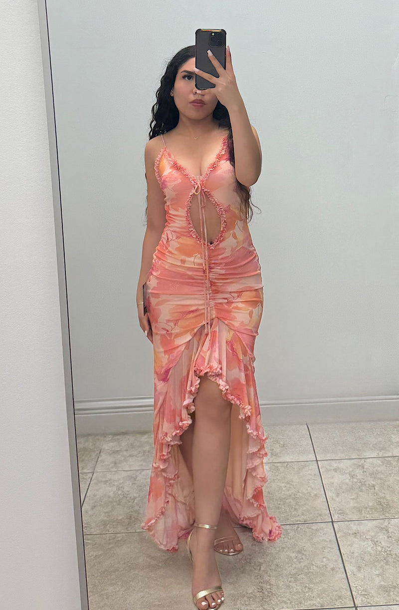 Sunset Swirl Cutout Maxi Dress
