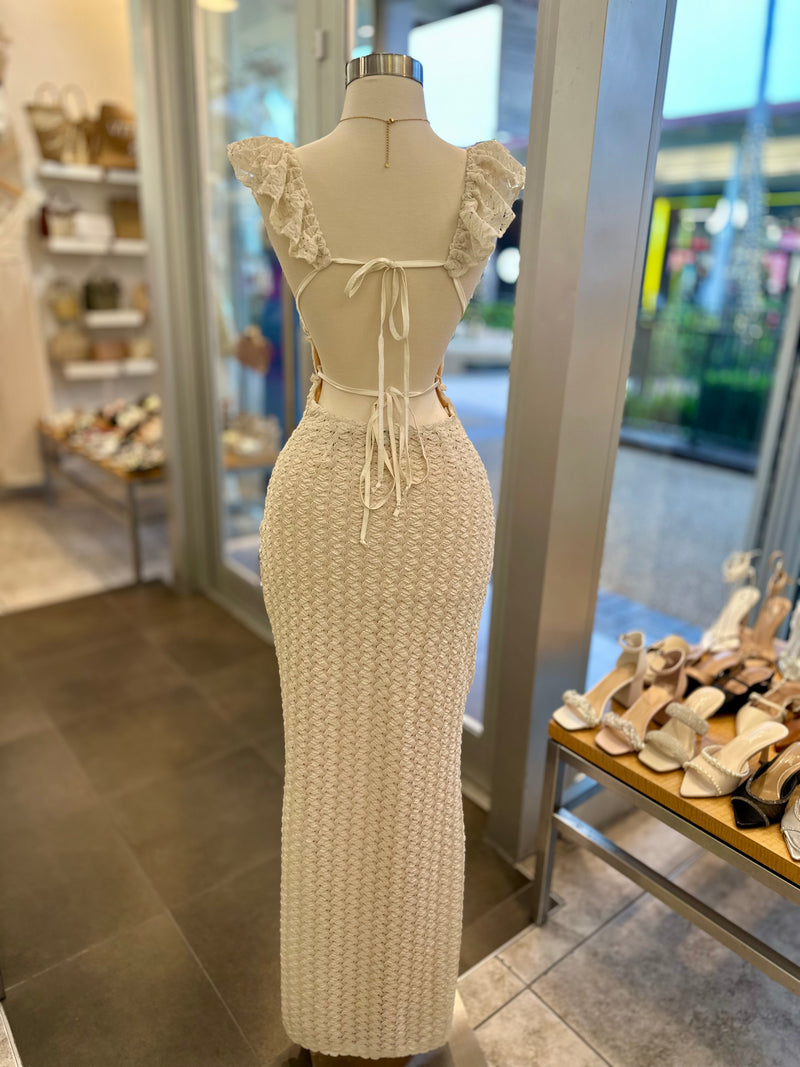 Lace Backless Maxi Dress