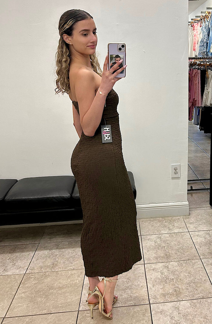Front Cut Out Dress Brown