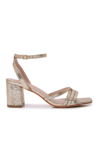 Gold  Chunky Block Heel Strappy Sandals