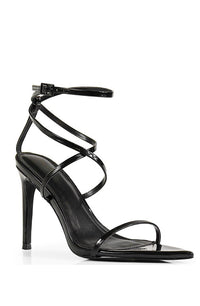 Black  Patent Strappy Stiletto Heels