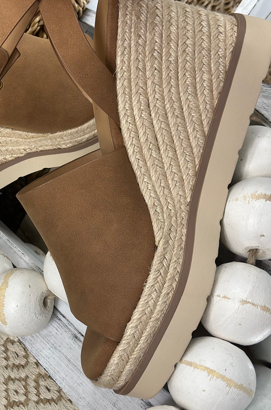 Stella Espadrille Platform Wedge - Tan