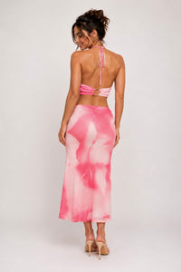 Pink Sunset Halter Skirt Set