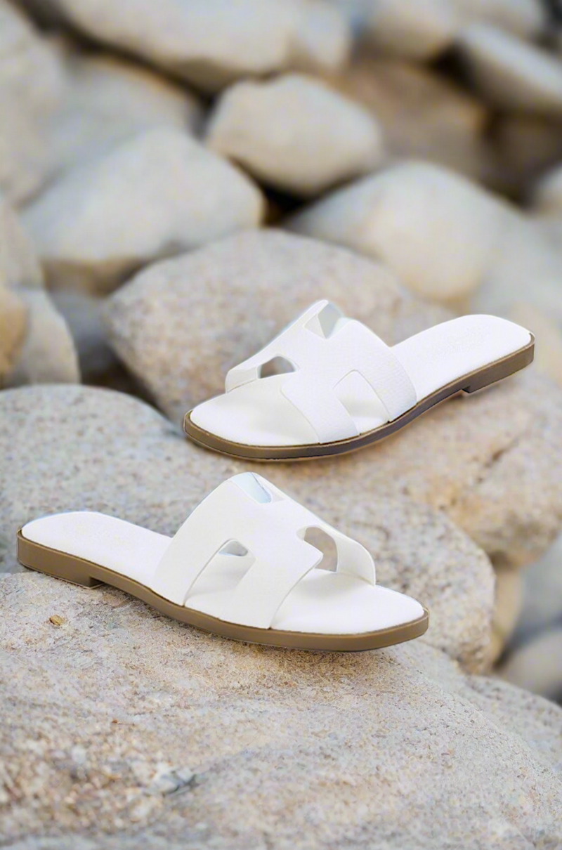 White Mia Slip On Sandals