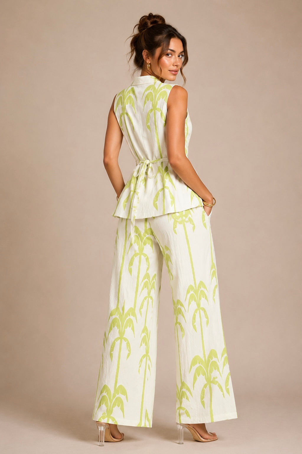 Palm Escape Linen Vest Set