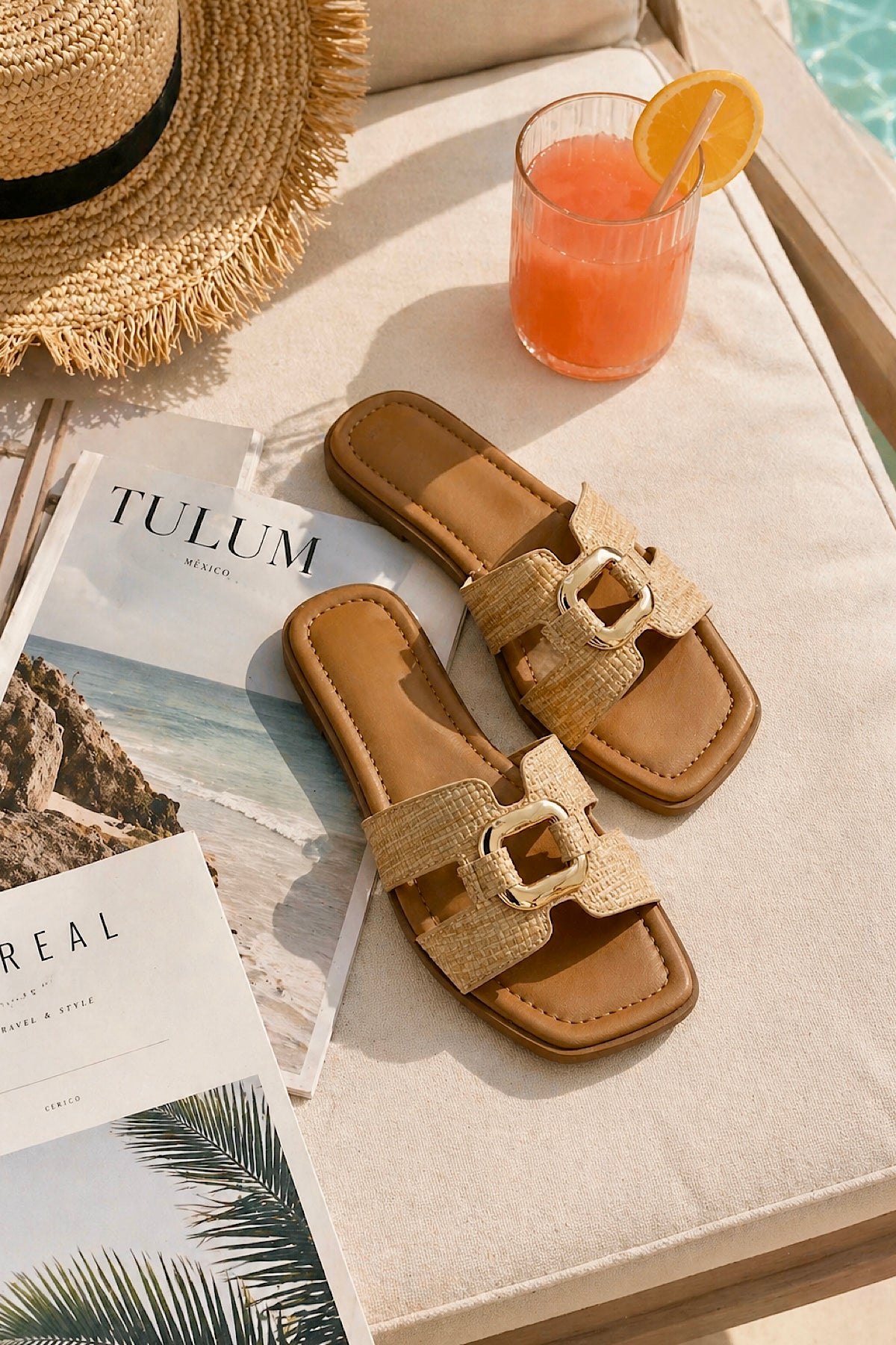 Tulum Raffia Buckle Sandals