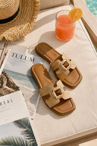 Tulum Raffia Buckle Sandals
