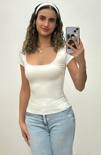 White Square Neck Top with Headband