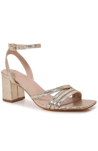 Gold  Chunky Block Heel Strappy Sandals