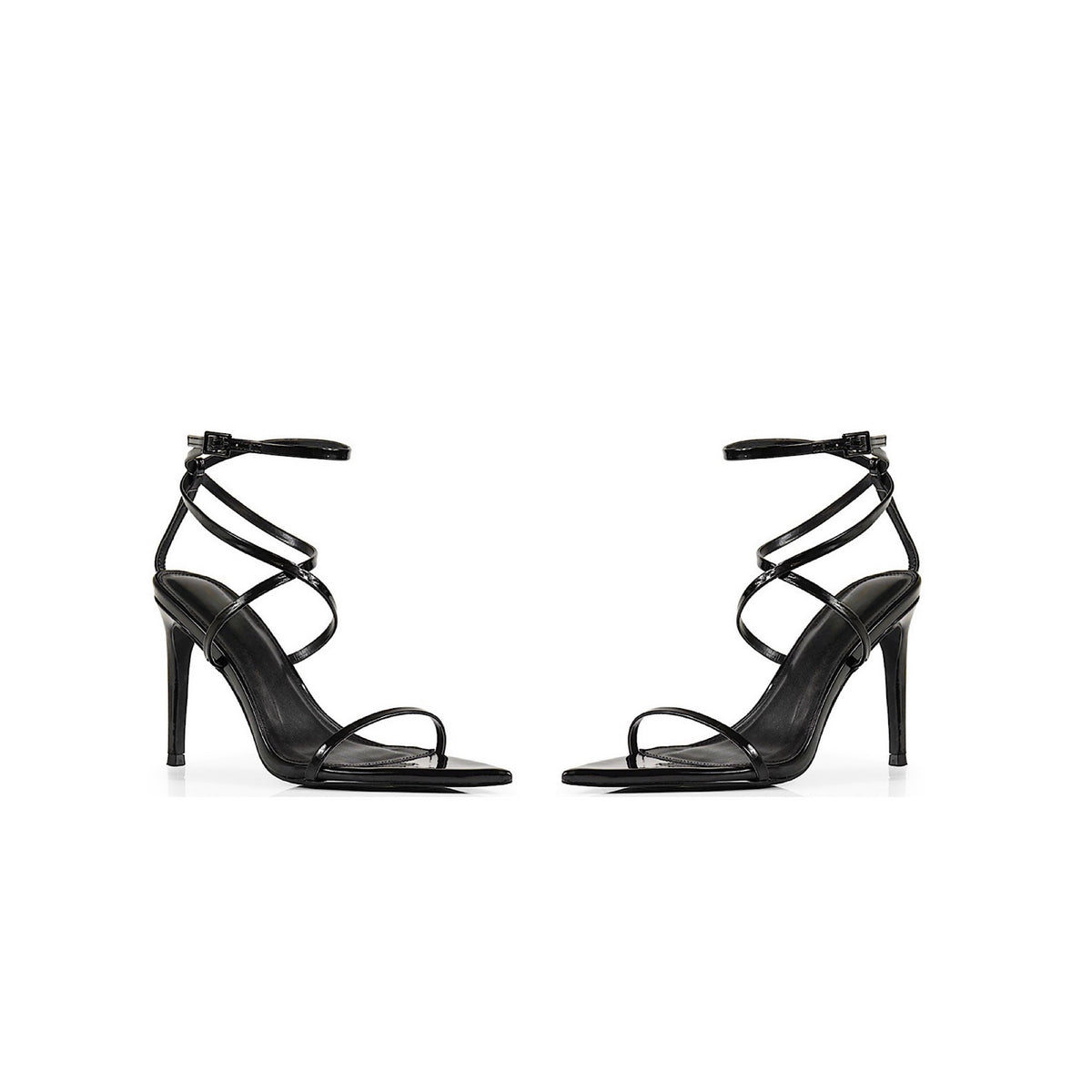 Black  Patent Strappy Stiletto Heels