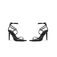 Black  Patent Strappy Stiletto Heels