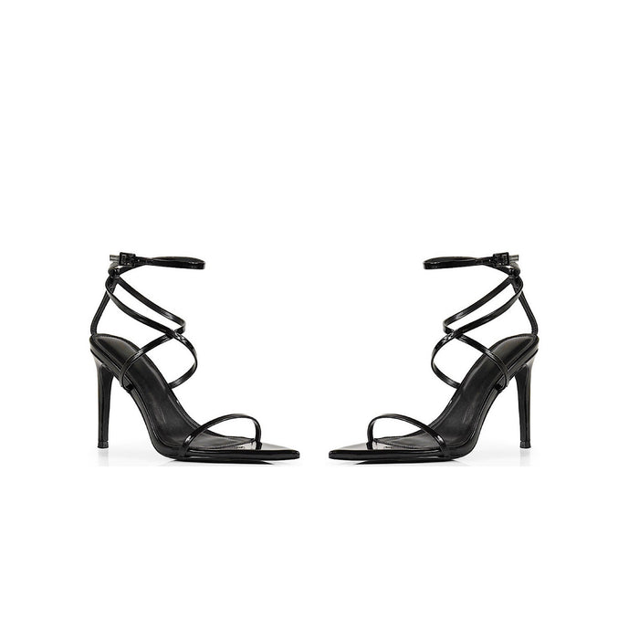 Black  Patent Strappy Stiletto Heels