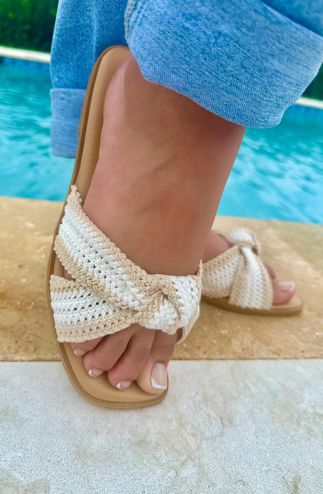 Crochet Knot Band Slides White