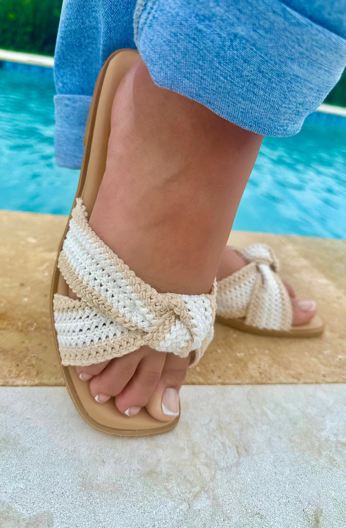 Crochet Knot Band Slides White