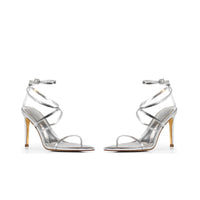 Silver Patent Strappy Stiletto Heels