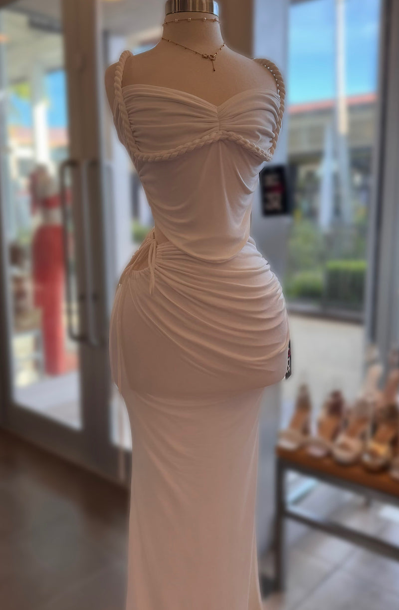 White Rope Strap Two-Piece Maxi Set