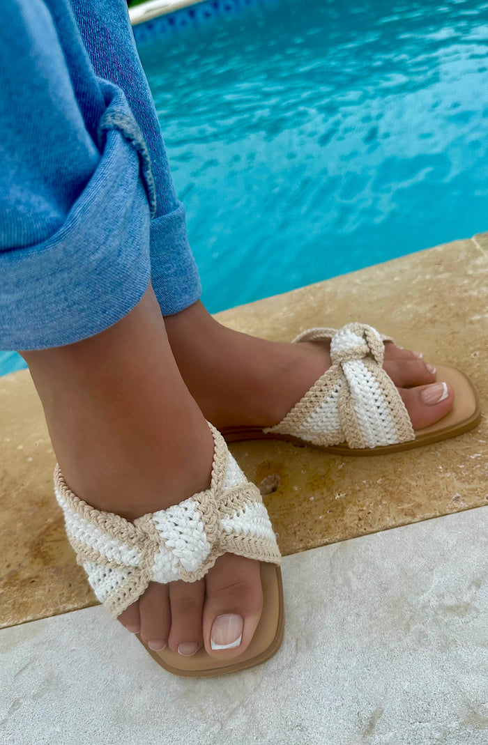 Crochet Knot Band Slides White