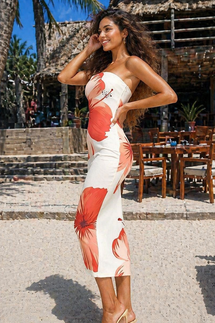 Hibiscus Bloom Midi Dress
