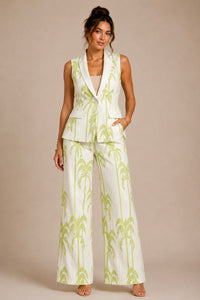Palm Escape Linen Vest Set