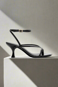 Square Toe Kitten Heel Ankle Strap Sandals