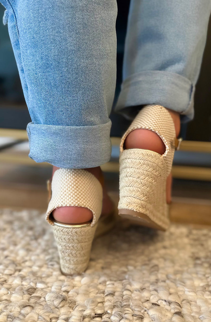 Gold Metallic Espadrille Wedge