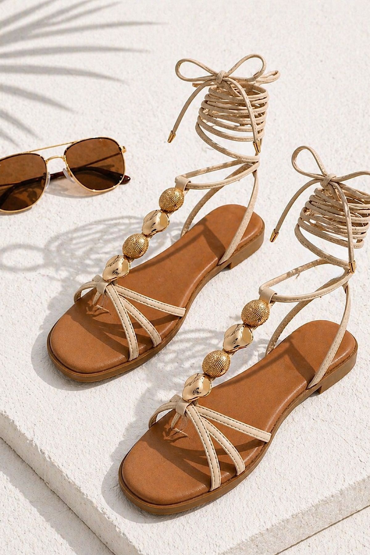Oasis Embellished Lace Up Sandals