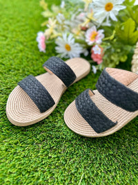 Raffia Double Strap Sandals