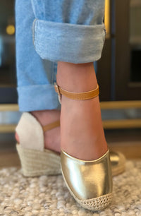 Gold Metallic Espadrille Wedge