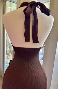Brown Knit Midi Dress