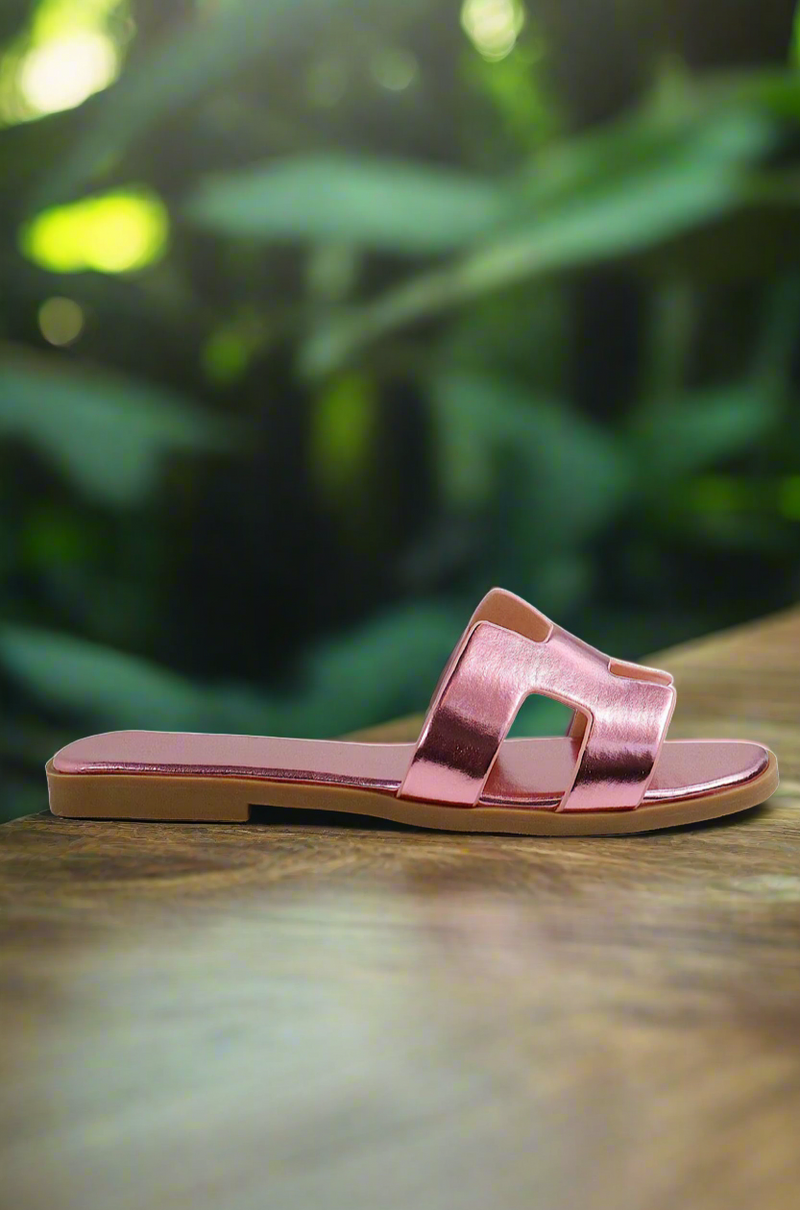Metallic Pink Lissa Slip On Sandals
