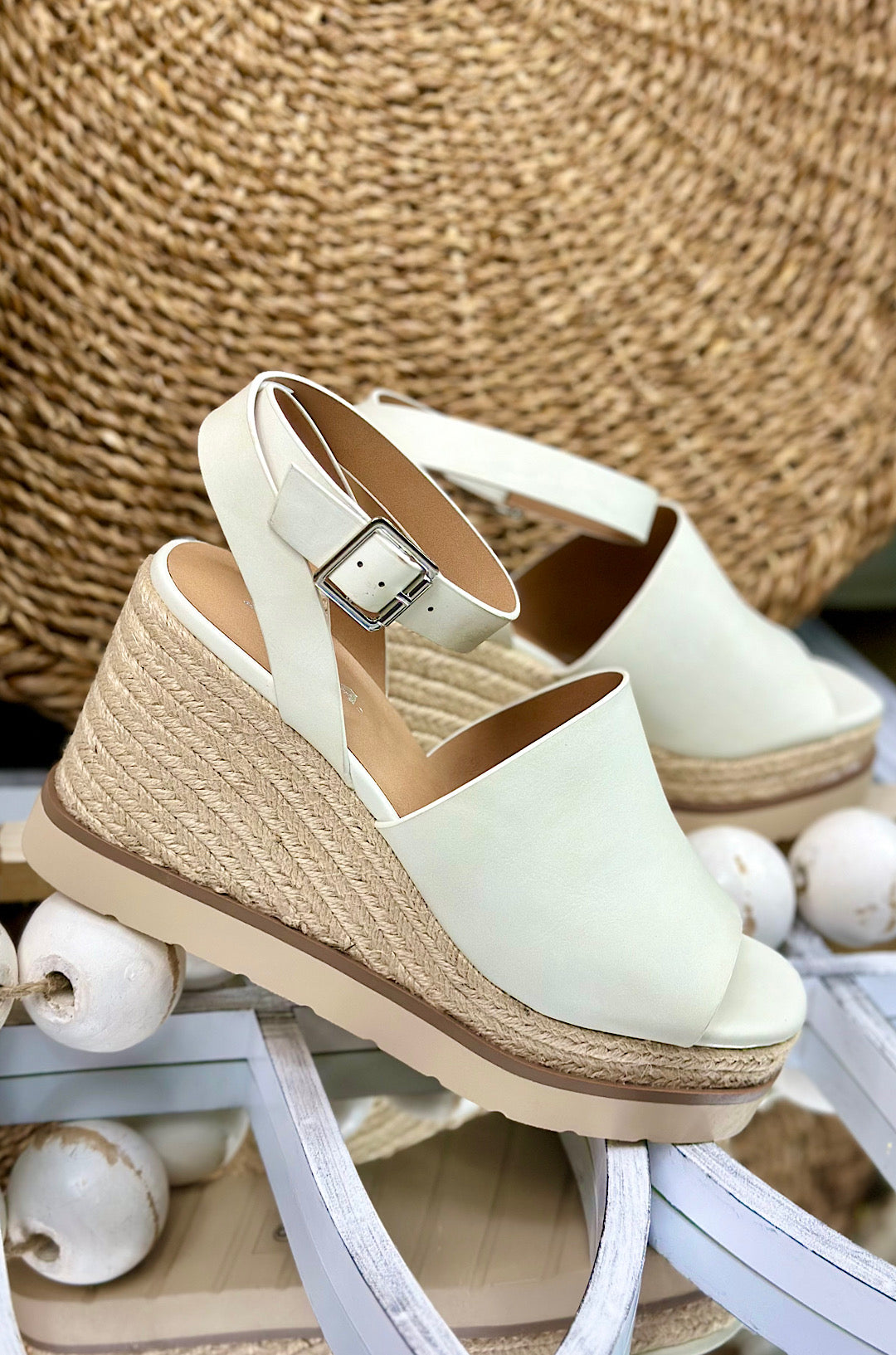 Stella Platform Wedge - White