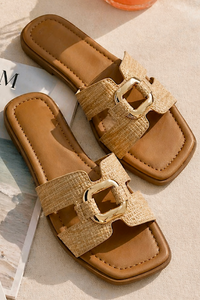 Tulum Raffia Buckle Sandals