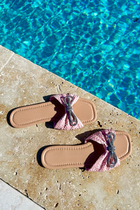 Bow Rhinestone Sandals Pink