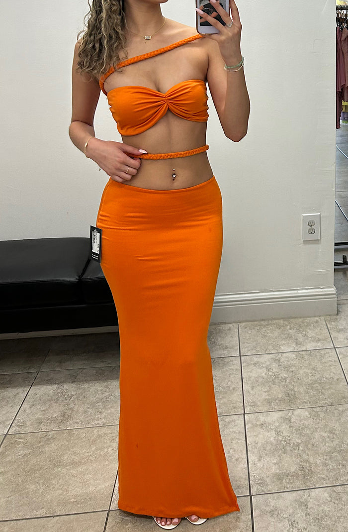 Coastal Rope Maxi Skirt Set Orange