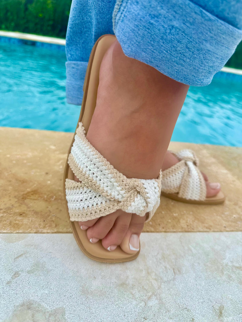 Crochet Knot Band Slides White