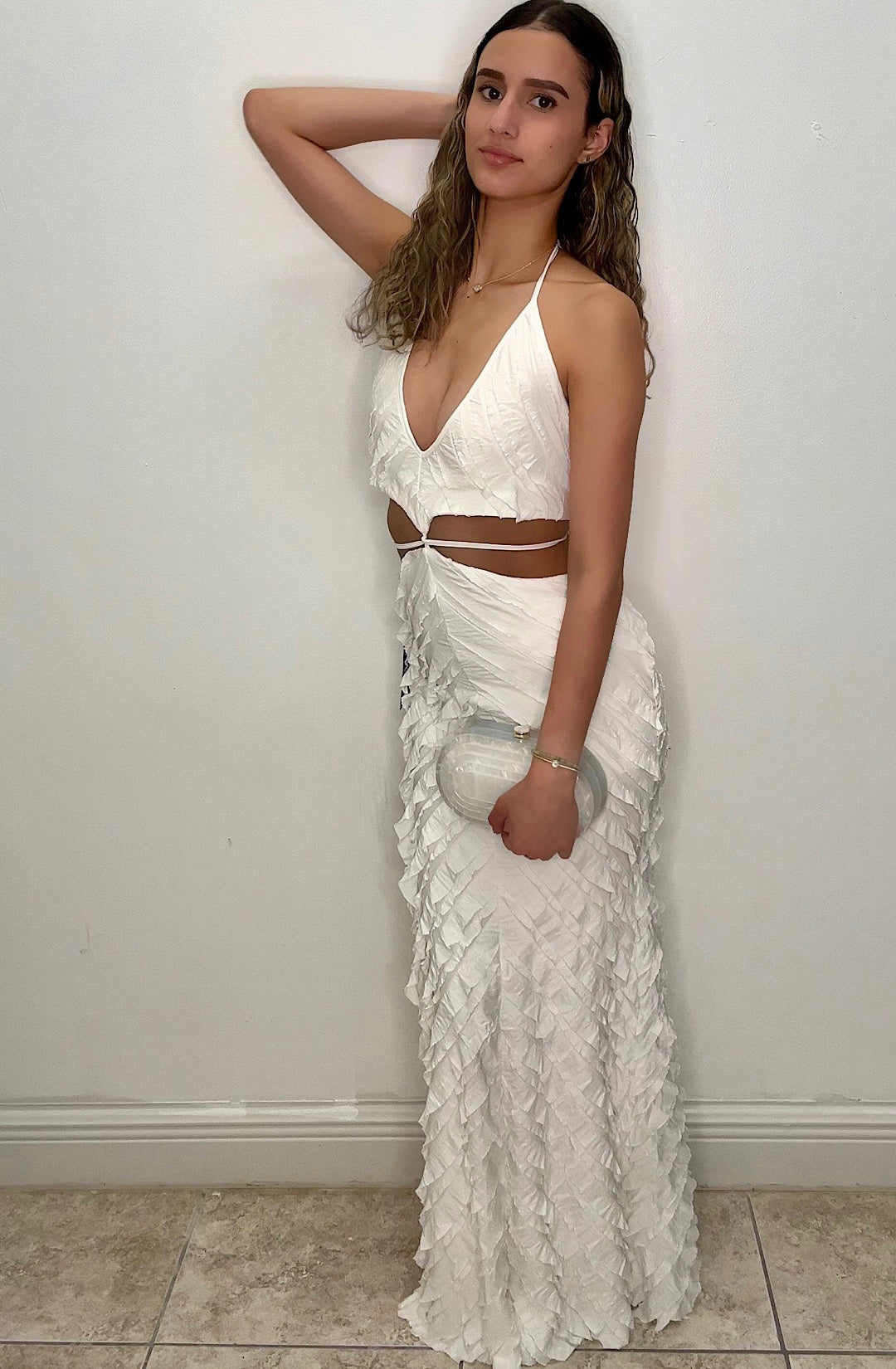 Ruffle Halter Maxi Dress