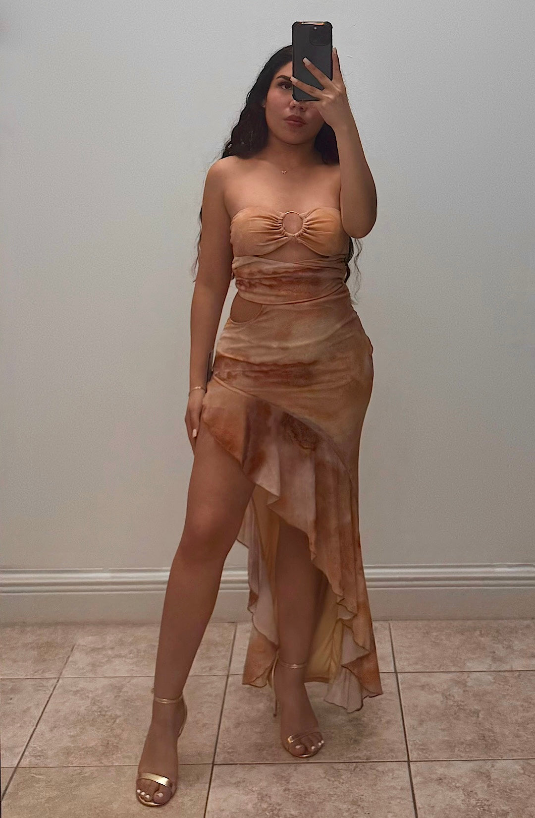 Sunset Draped Cutout Maxi Dress
