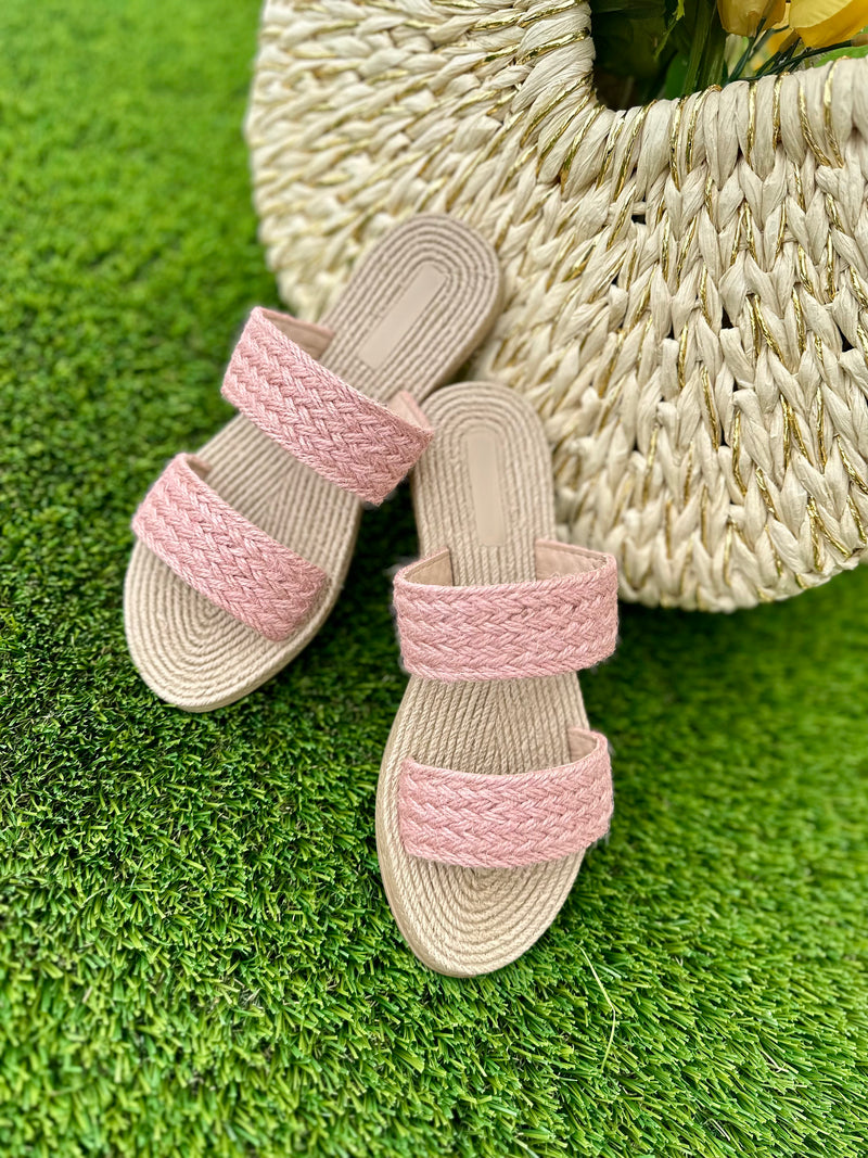 Raffia Double Strap Sandals
