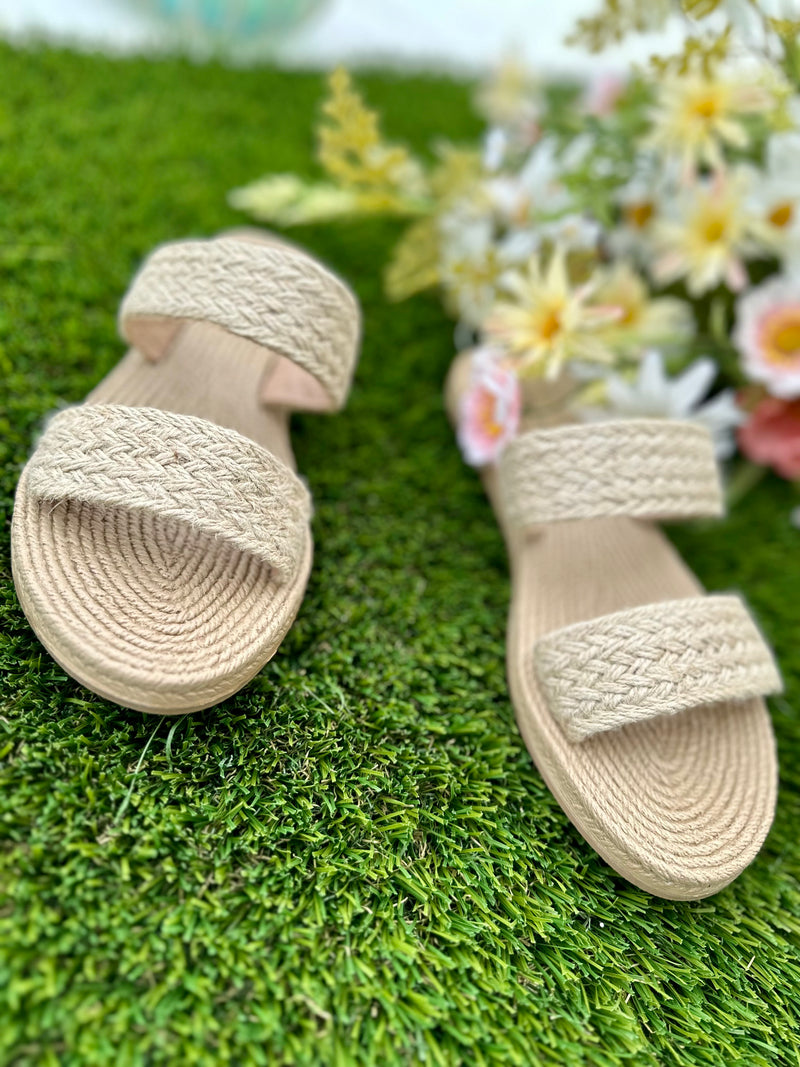 Raffia Double Strap Sandals