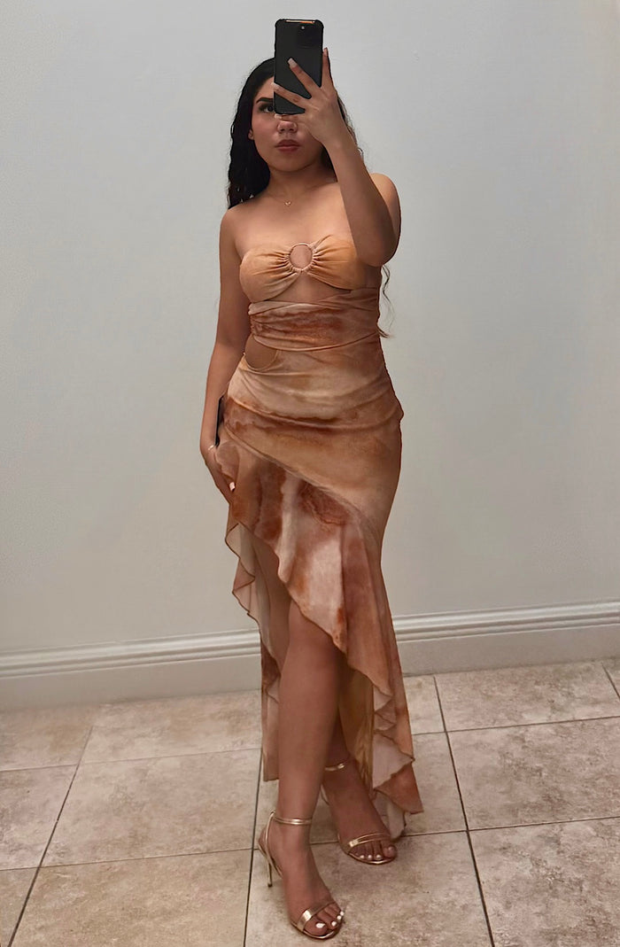 Sunset Draped Cutout Maxi Dress