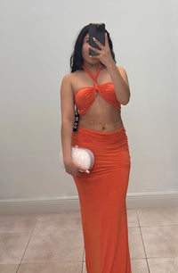 Halter Maxi Skirt Set with Ring Detail